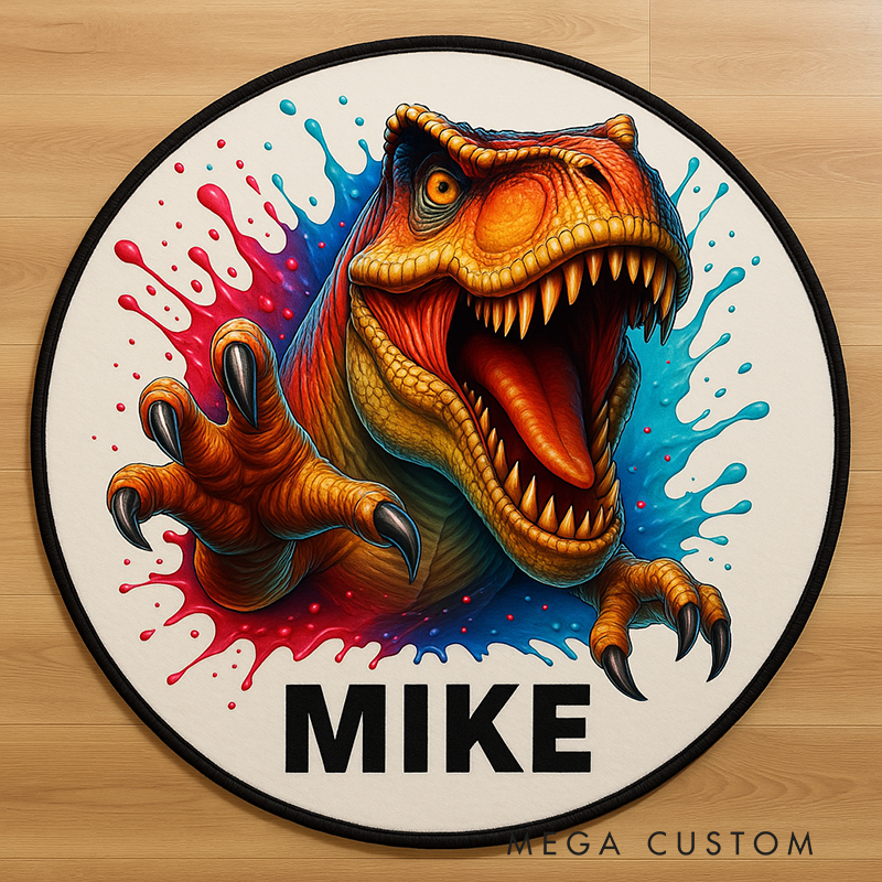 Personalized Cartoon Kids Dinosaur with Name Soft Rug Christmas Gift for Kids Rug Birthday Gifts for Kids