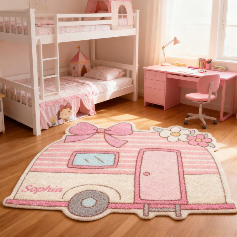 Personalized Camper Rug Custom Kid Camper Rug Doormat Children's Bedroom Rug Gifts for Kid