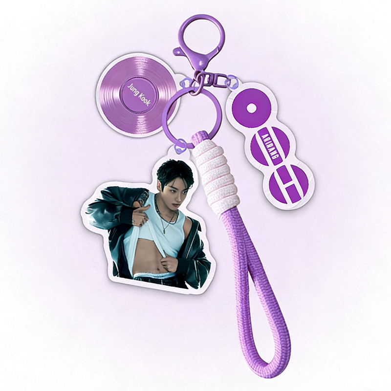 Personalized Kpop Member Photo Bag Charm with Album Disc Design  Keychain ARMY Gift
