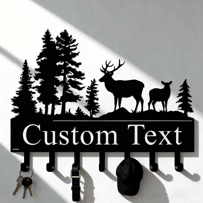 Personalized Custom Metal Bear Family Key Holder Cabin Decor Forest Wall Decor Outdoor Adventure Lover