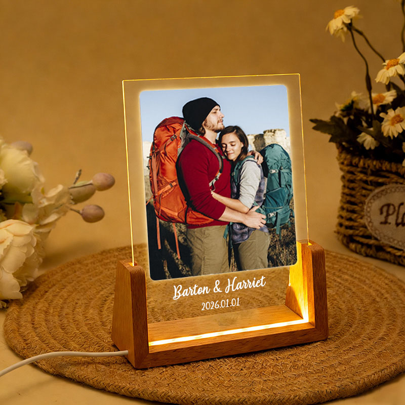 Personalized Photo Collage Night Light Custom Acrylic Lamp Gifts for Outdoor Adventure Couples