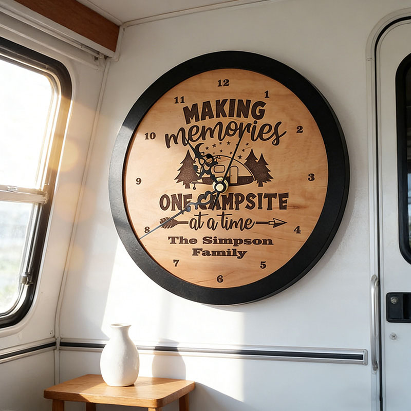 Personalized Camping Clock Rustic Family Camping Clock Camper Rv Rig 5th Wheel Trailer Family Camping Gifts