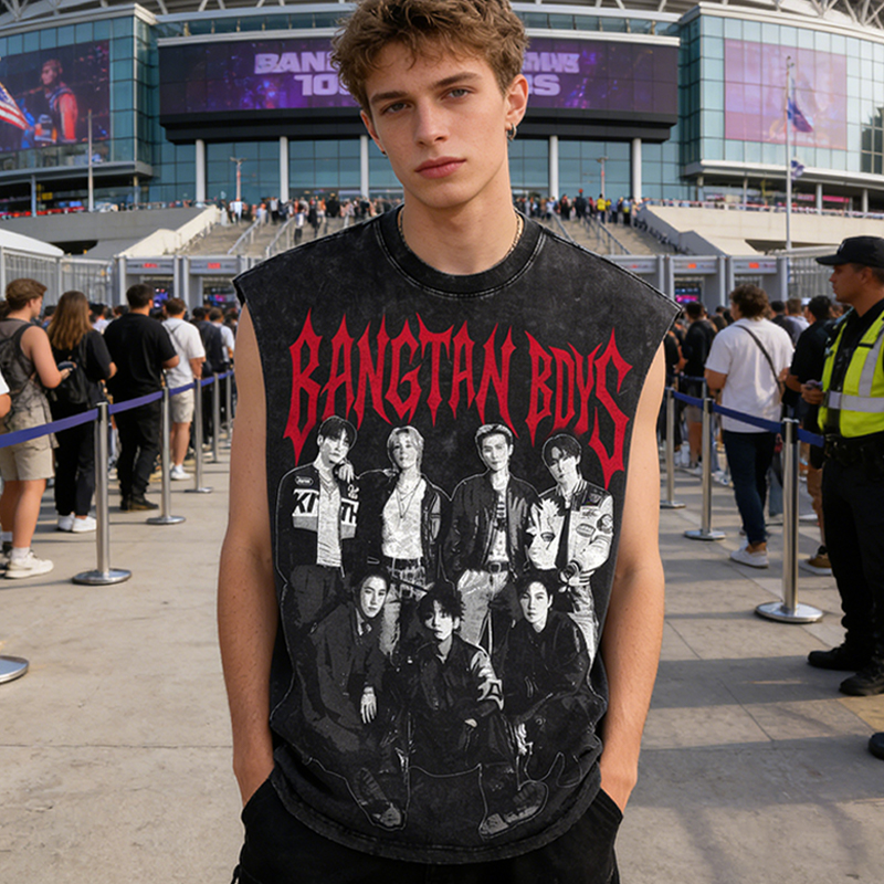 Personalized Bangtan Boys Vintage Wash Tank Top Kpop ARMY Concert Shirt