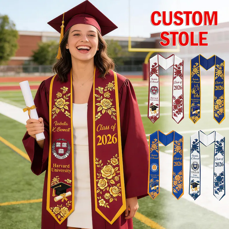Personalized Graduation Stole Class of 2026 Custom Logo&Name Graduation Sash