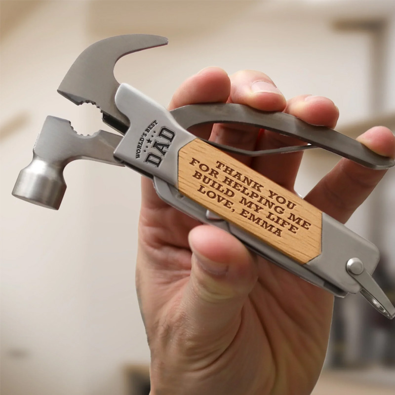 Personalized Multi Tool Hammer Father's Day Gift for Dad Grandpa Camping Survival Tool