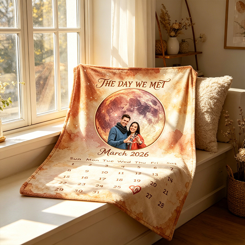 Personalized Couple Building Block Blanket Couple Photo Blanket Custom Name Throw Blanket