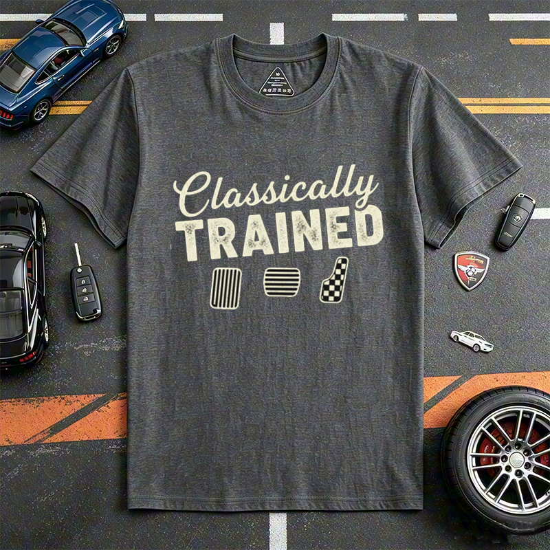 Classically Trained Manual Stick Shift Car Enthusiast Crew Neck Short Sleeve Casual Tee for Driving Lovers