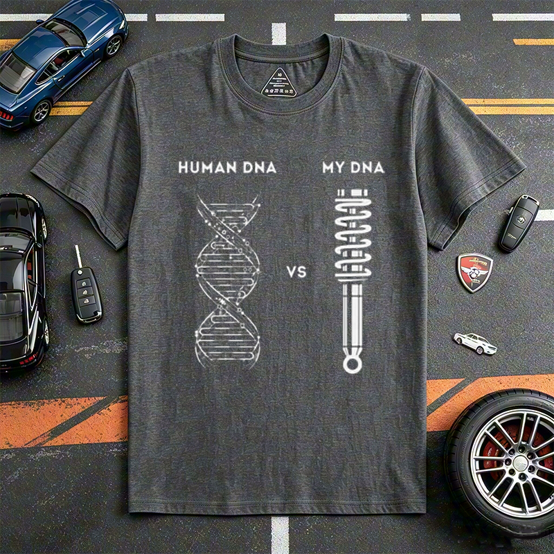 My DNA Is Car Suspension Coil Spring Humor Crew Neck Tee for Car Tuning Modding & Automotive Gearhead Enthusiasts