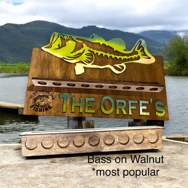 Personalized Reel Cool Dad Wood Fishing Rod Holder Custom Name 6-Rod Wall Rack for Dad Grandpa Fishing Lovers