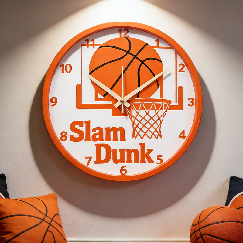 Personalized Basketball Slam Dunk Clock with Slam Dunk Design for Basketball Enthusiasts   
