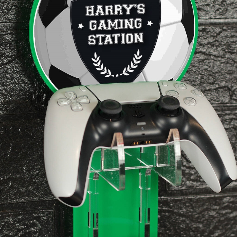 Personalized Wall Mounted Soccer Controller And Headset Holder for Soccer Fans