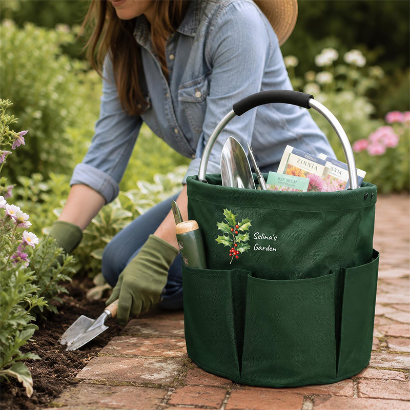 Personalized Garden Tool Tote Bag Gardening Tote Collapsible Oxford Cloth Organizer Gift for Mom Grandma Gardener