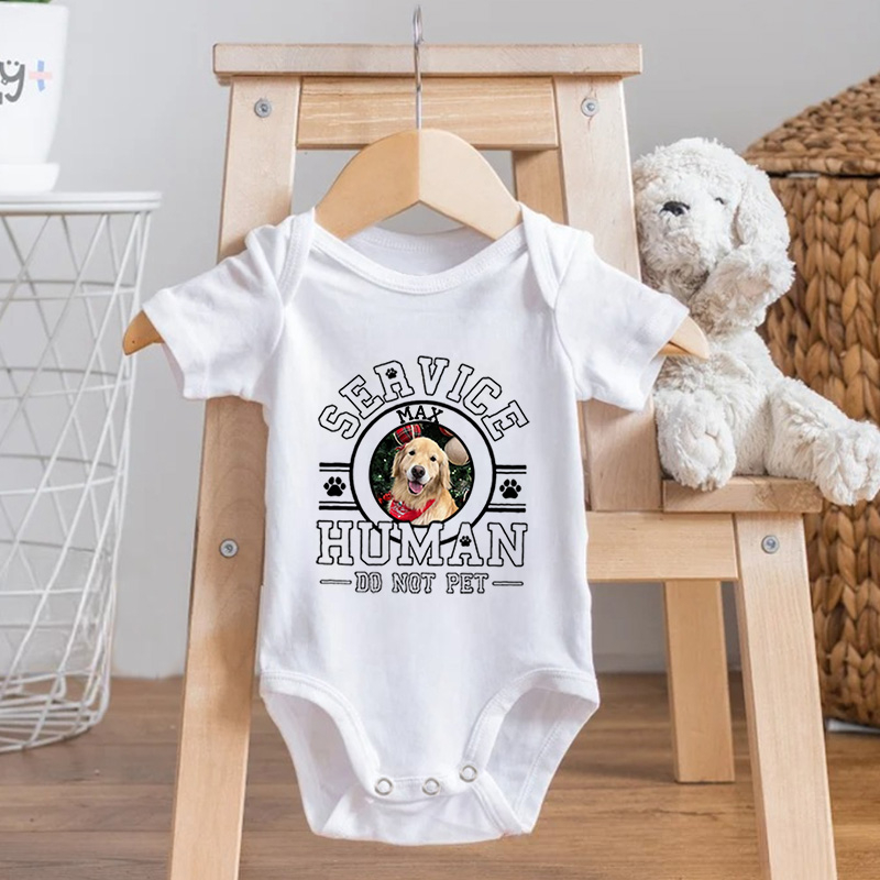 Personalized Service Human Do Not Pet Dog with Photo Baby Bodysuit Baby Gift