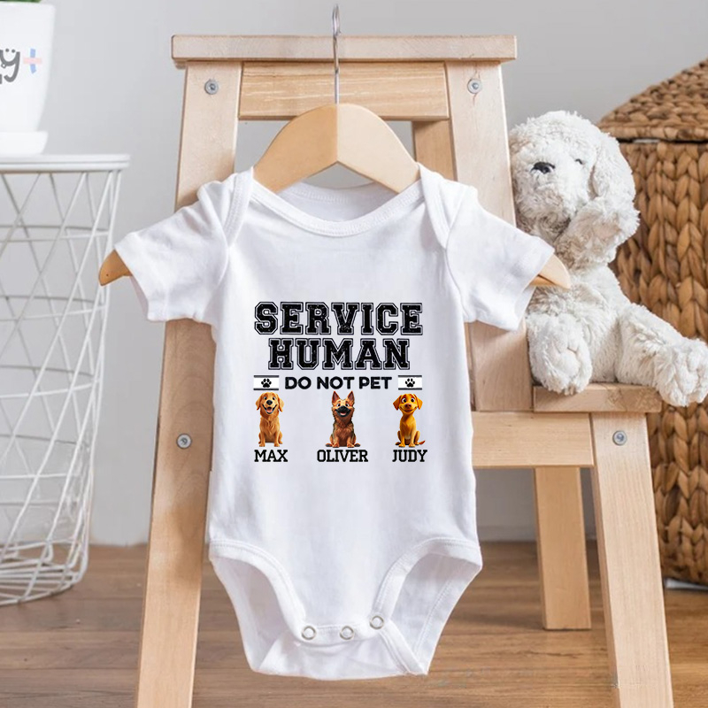 Personalized Service Human Do Not Pet Dog Baby Bodysuit Baby Shower Gift