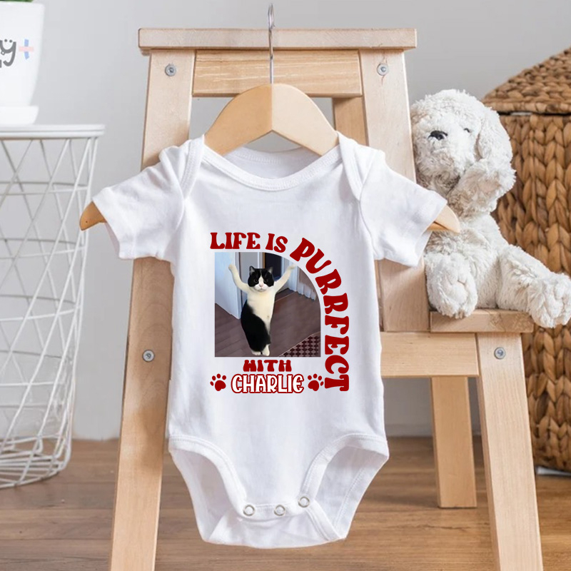 Personalized Life is Purrfect Bodysuit Baby Shower Gift