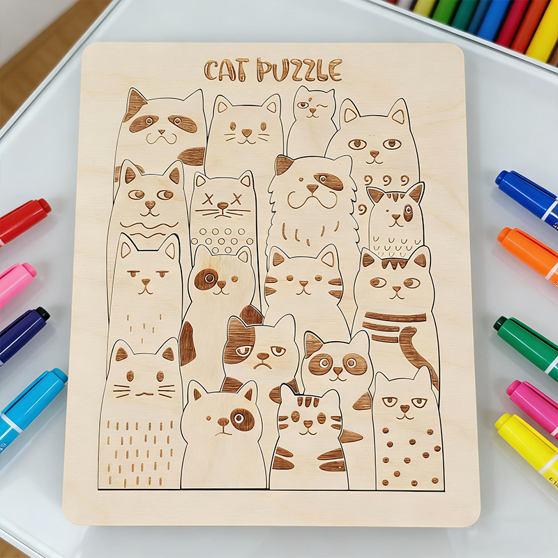 Personalized Wooden Coloring Puzzle for Kids Custom Name Fun DIY Art and Educational Gift