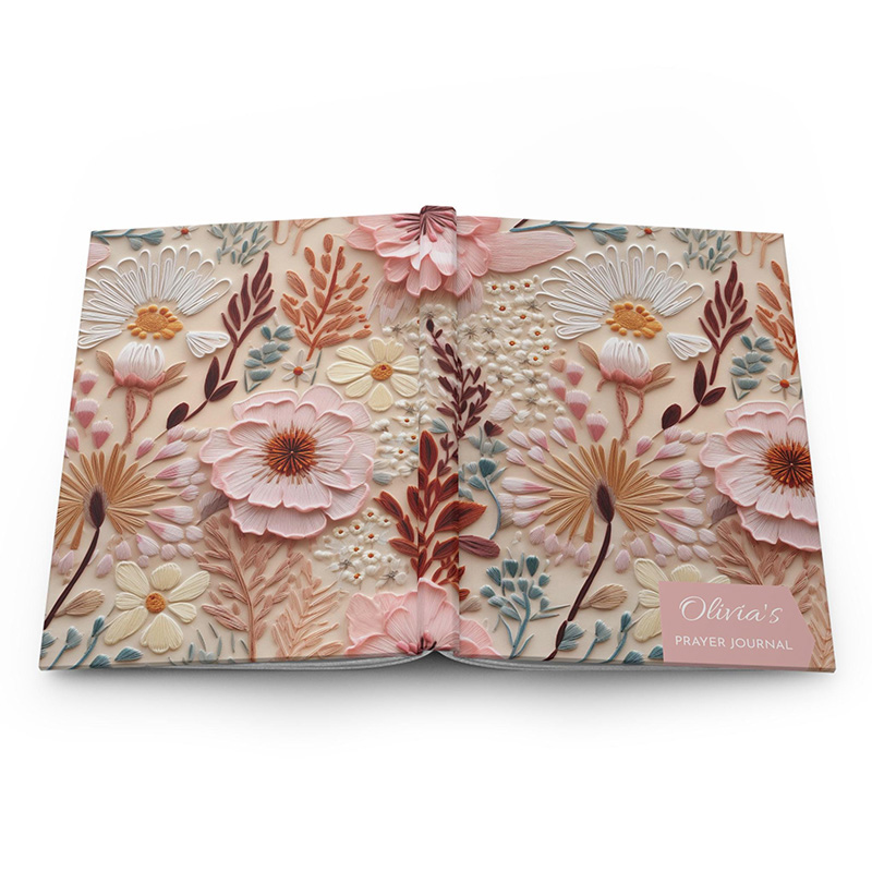 Personalized Elegant Floral A5 Prayer Journal Notebook with Name for Her Sermon Notes Gift for Christian Religious Gift for Women Mom Grandma