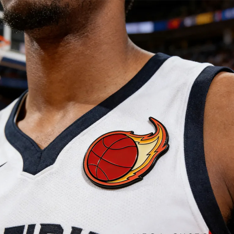 Personalized Sports Ball Pins with Fiery Design for Sports Lovers