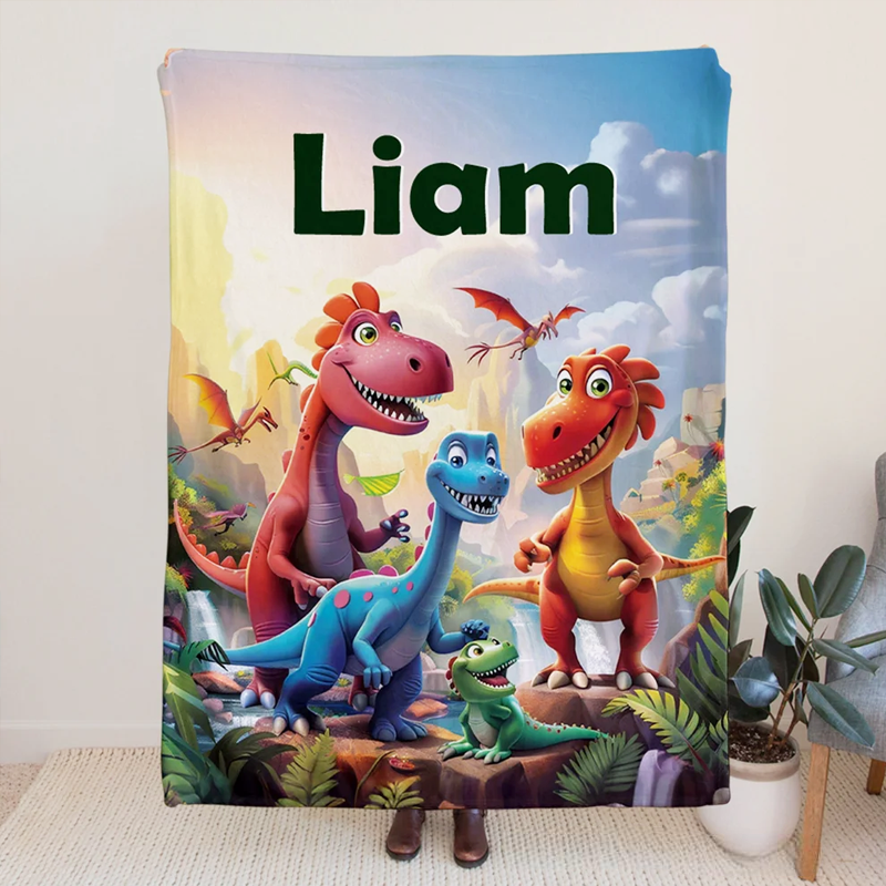Personalized Soft Blanket with Name for Kids Monster Trucks Dinosaurs Dream Horse Birthday Gift for Children