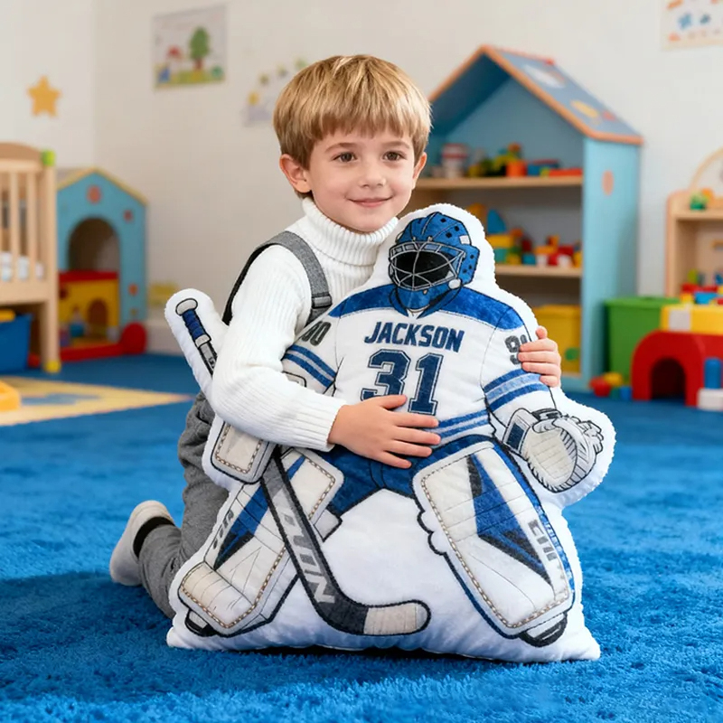 Personalized Ice Hockey Goalie-Shaped Pillow with Custom Name and Number for Ice Hockey Fans