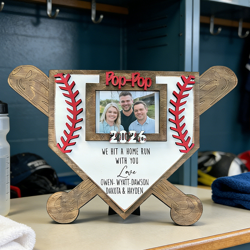 Personalized Baseball Home Plate Photo Frame with Custom Message for Family Memories