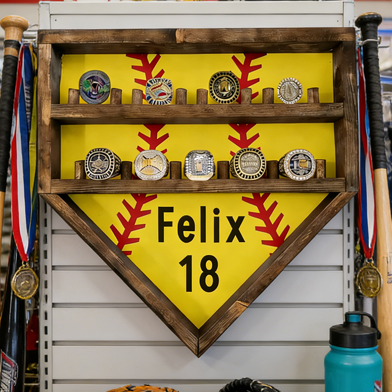 Personalized Softball Home Plate Championship Ring Display for Softball Stars