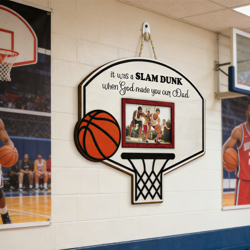 Personalized Basketball Hoop Photo Frame Wall Hanging  for Dad