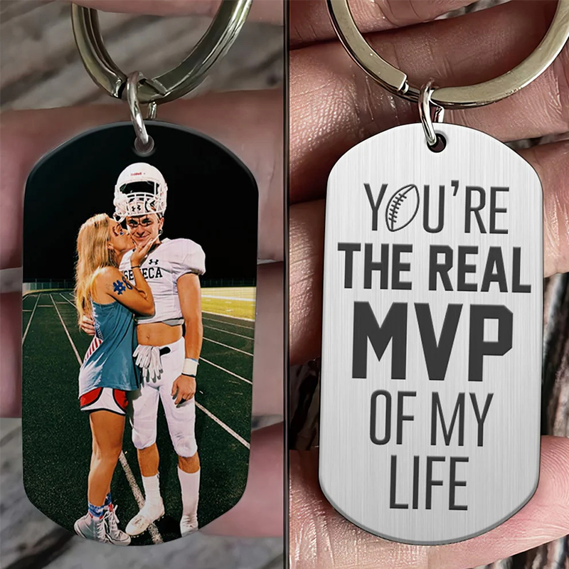 Personalized "You're the Real MVP" Football Keychain for Couples or Sports Fans Valentine's Day Gift 
