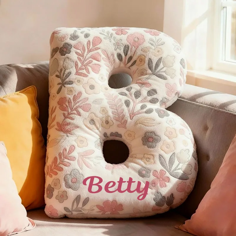 Personalized Floral Letter Pillow with Name Graphic 3D Print Custom Double Sided Pillow Gift for Kids Gardening Lovers Gift