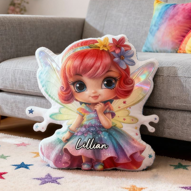 Personalized Red-Haired Elf with Name Graphic 3D Print Pillow Christmas Gift for Kids or Baby Birthday Gift