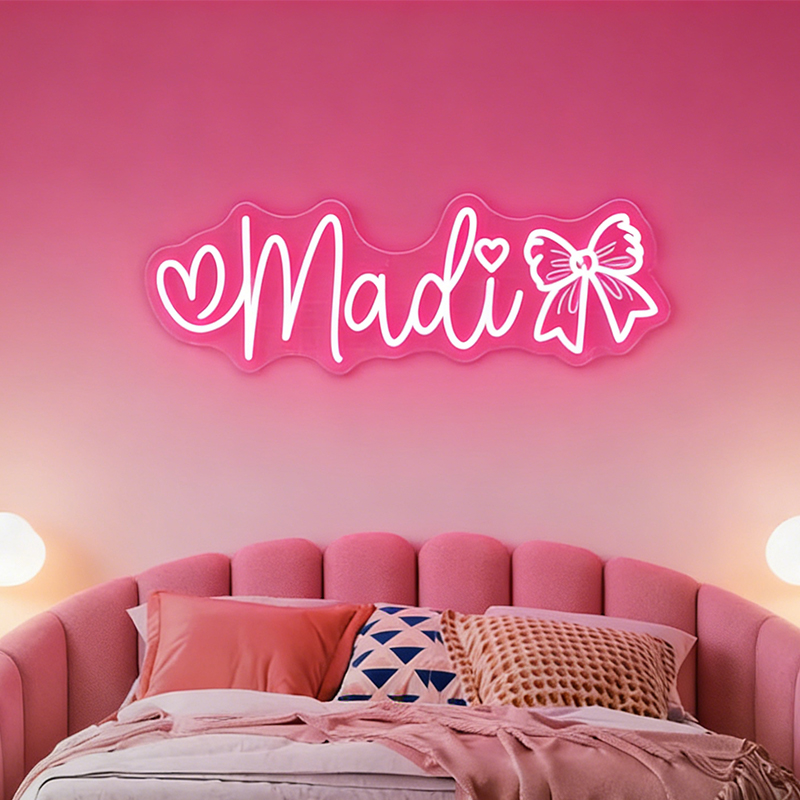 Personalized Cheerleader Neon Sign with Custom Name and Bow Design for Cheerleader Girls