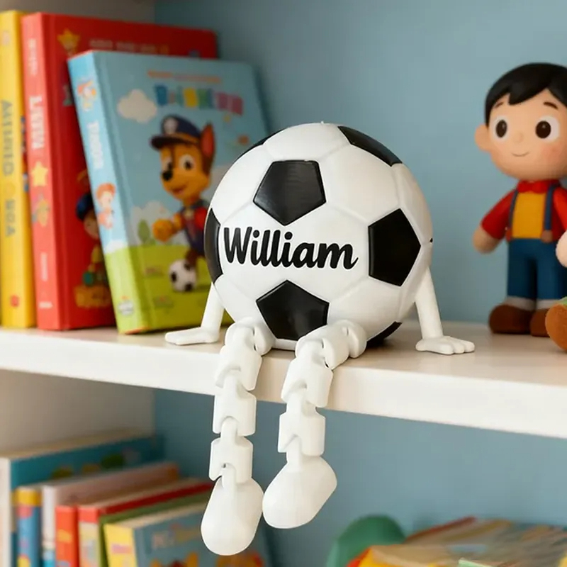 Personalized Soccer Ball Decor with Dangling Legs and Custom Name