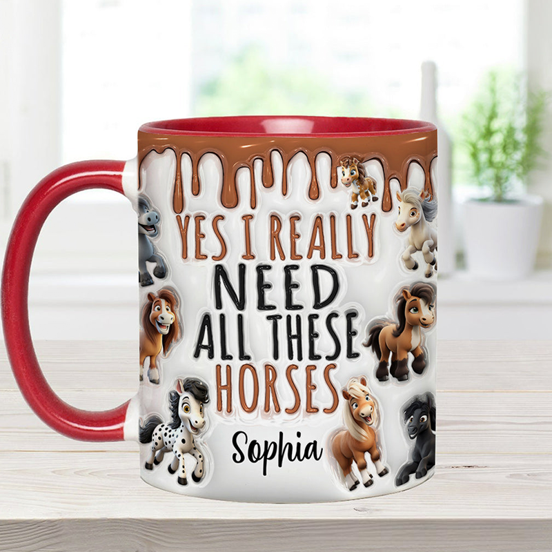 Personalized I Need All These Horses Horse Accent Mug