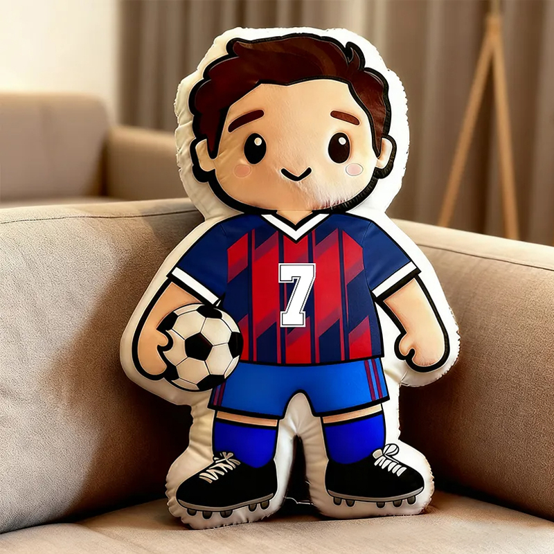 Personalized Soccer Player Pillow with Custom Jersey Number