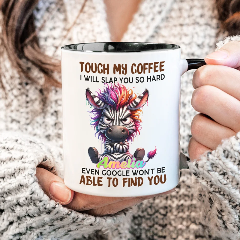 Personalised Funny Grumpy Cartoon Animal 11oz Mug with Name Back to School Birthday Gift