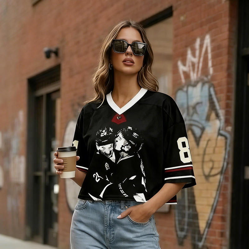 Personalized Hockey Fan Crop Jersey with Customizable Name & Number for Game Day 