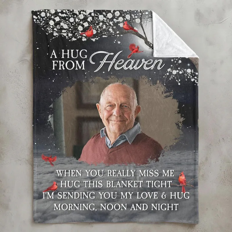 Personalized Memorial Photo Blanket A Hug From Heaven Remembrance Blanket in Loving Memory Blanket