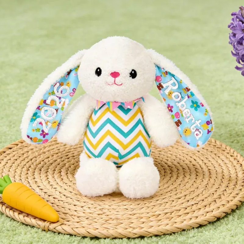 Personalized Easter Bunny Embroidered Plush Rabbit Stuffed Animal for Kids Bunny Plush Toy Easter Gift Baby Shower Plush Toy Newborn Gift