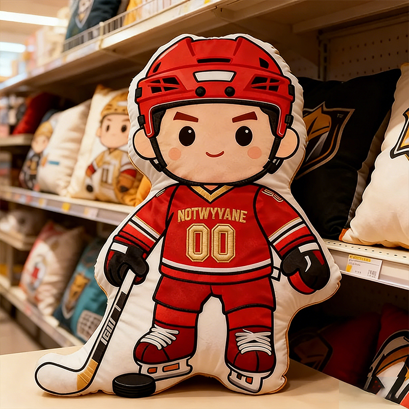 Personalized Ice Hockey Player Pillow with Custom Name and Number Perfect for Fans of All Ages