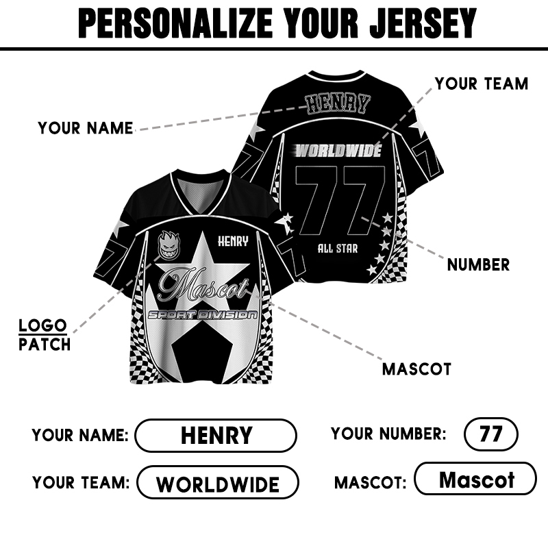 Personalized All Star Sports Jersey with Customizable Name and Number 