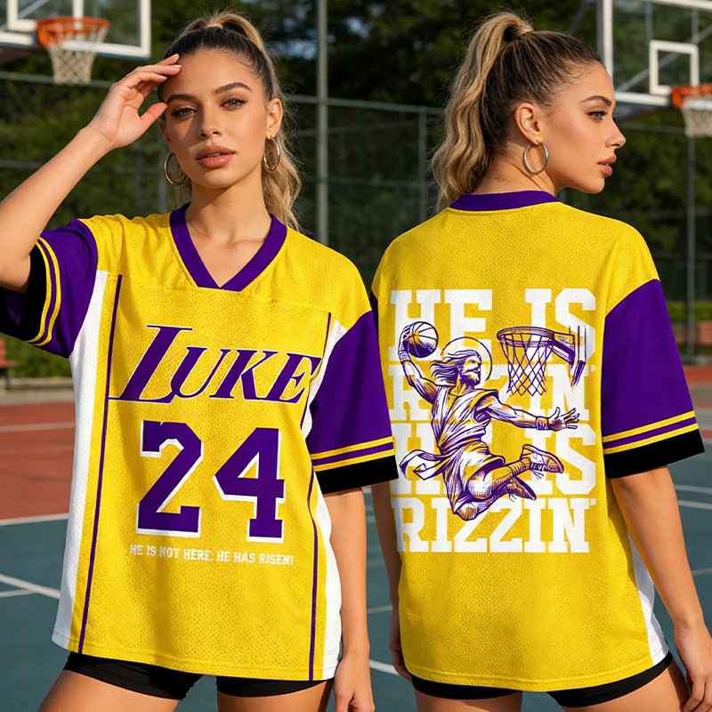 Personalized "He Is Rizzin" Basketball Mesh Jersey Custom Name and Number for Religious Sports Lovers