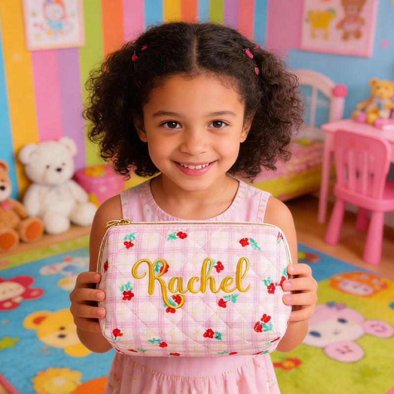 Personalized Toiletry Bag Floral Makeup Bag Embroidered Cosmetic & Toiletry Pouch Birthday Gifts Travel Gifts