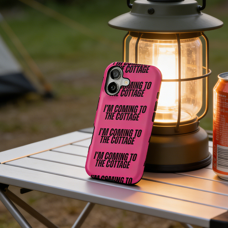 Personalized Hot Pink "I'm Coming To The Cottage" Phone Case for Hockey Fans Romance Gift