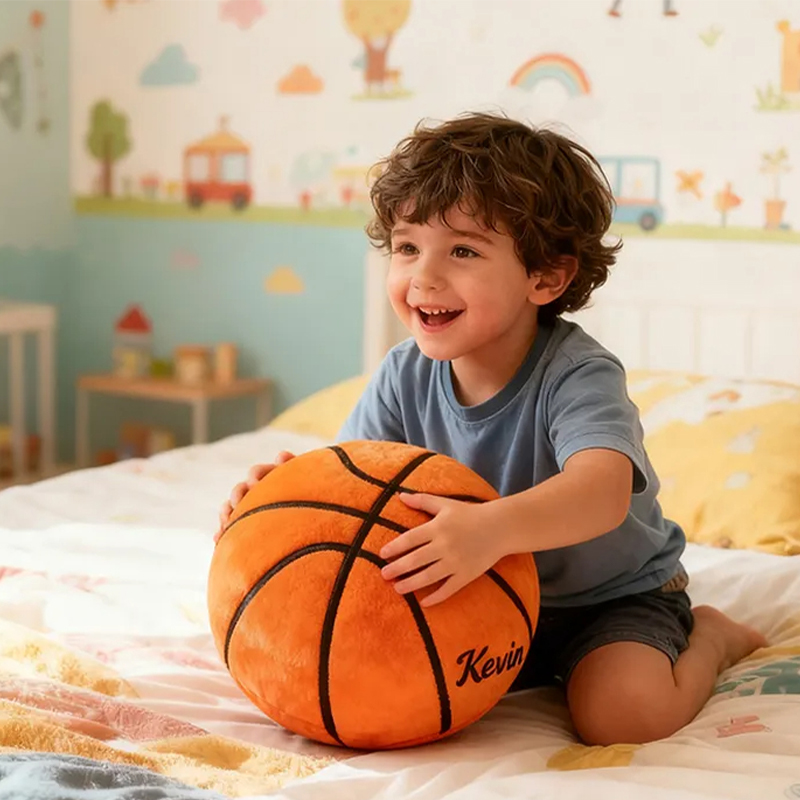 Personalized Plush Basketball Pillow with Custom Name for Sports Fans and Kids