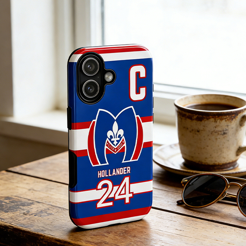 Personalized HR Theme Ice Hockey Team Jersey Phone Case Vintage Team Crest Design for Ice Hockey Lovers