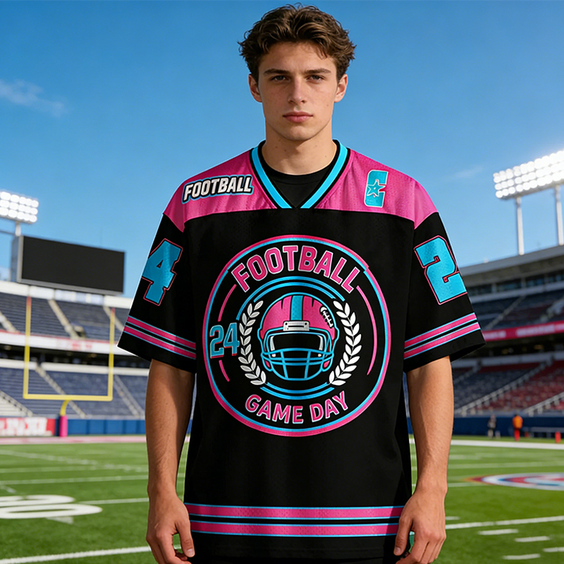 Personalized Bold Color Block Football Game Day Mesh Jersey Custom Name and Number for Football Lovers