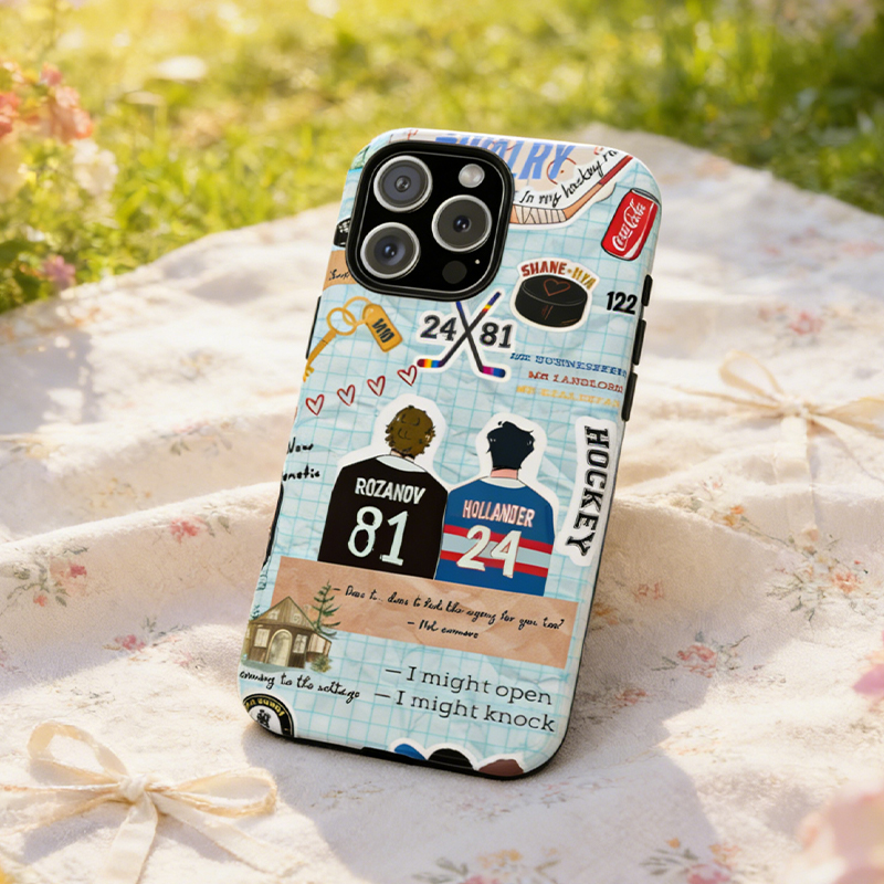 Personalized Hockey Fan Theme Sticker Collage Phone Case HR  Romance Protective Cover for Sports Enthusiasts