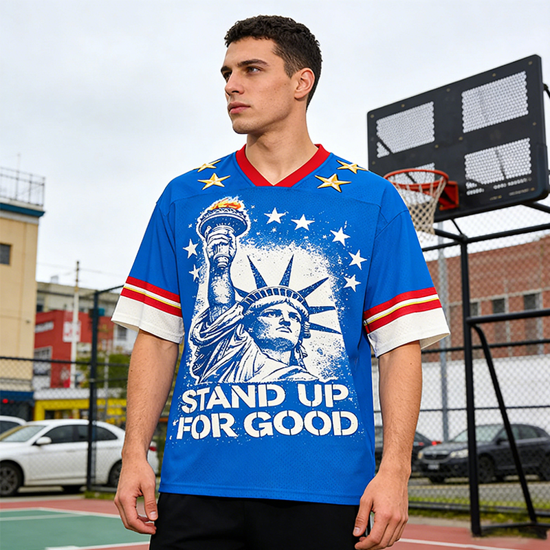 Personalized "Stand Up For Good" USA Liberty Mesh Jersey Patriotic American Sports Shirt  for 4th of July & American Pride Fans