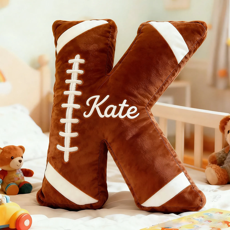 Personalized Football Letter Pillow with Custom Name for Kids or Sports Fans