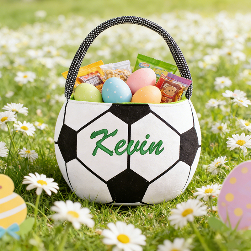 Personalized Soccer Easter Basket with Custom Name for Kids and Sports Fans Easter Gift